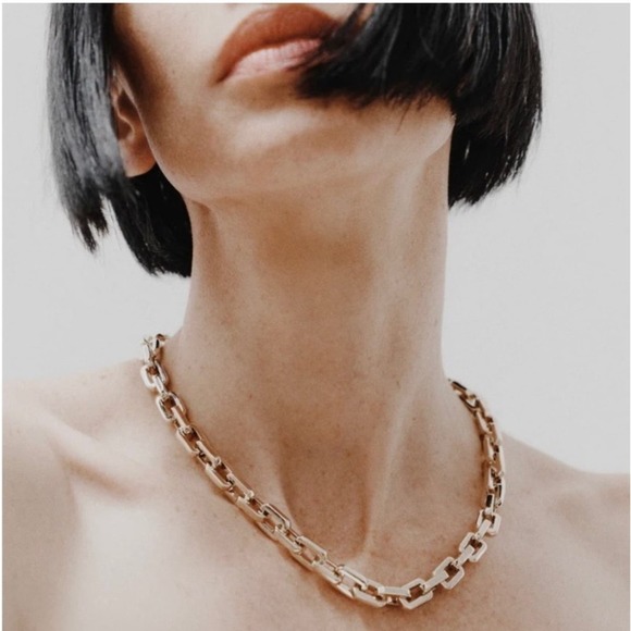 Eddie Borgo Supra Link Chain Gold Statement Necklace 17" Length NWT Retail $425 - Picture 1 of 10